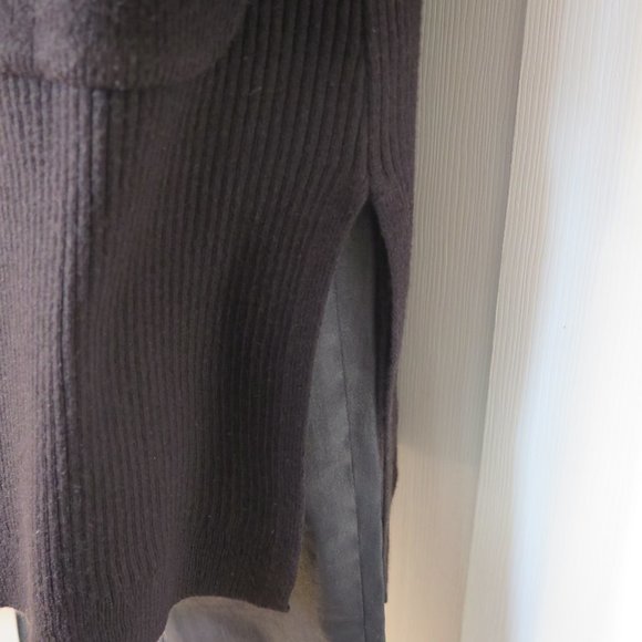 BLACK RIBBED  EDGE TO EDGE CARDIGAN - Picture 7 of 14